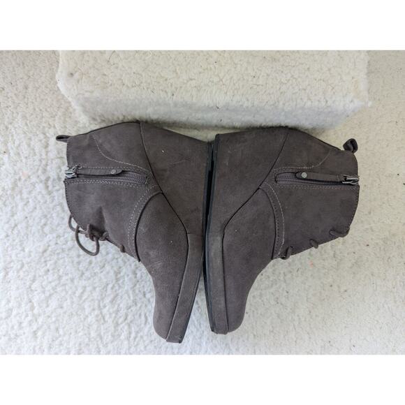 DOLCE VITA Ankle Boots Women 7 Wedge Cocoa Brown Faux Suede Laceup - Picture 3 of 11